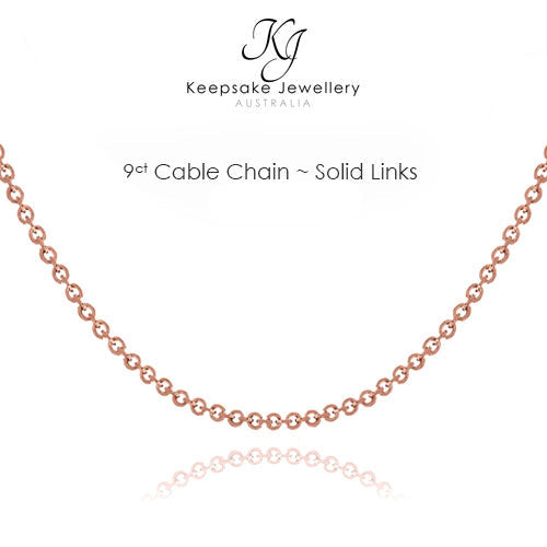 55cm Solid 9ct Rose Gold Cable Chain - Main Image