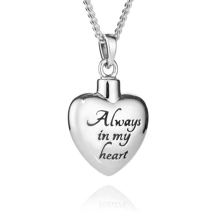 Always in My Heart Ashes Pendant Sterling Silver Keepsake Jewellery Australia