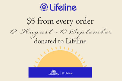 Lifeline promotional banner with a sun graphic and donation information.