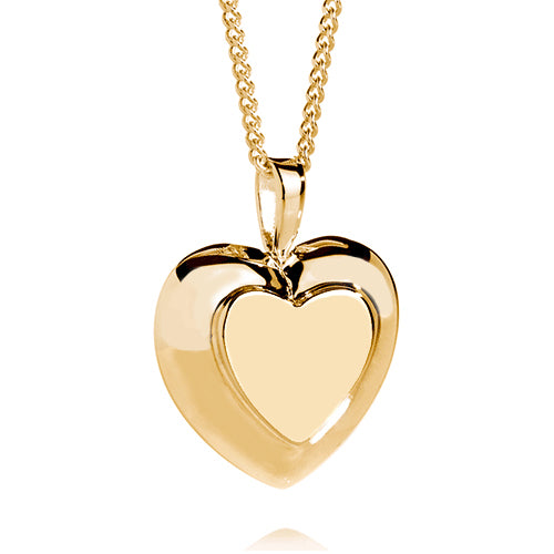 Double Heart Cremation Pendant Solid Gold 9ct