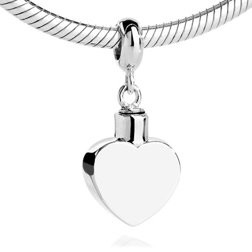 Heart Hanging Charm for Ashes Silver