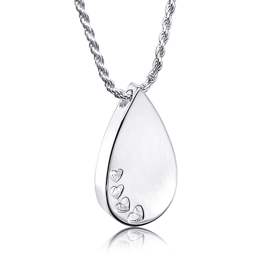 Photo showing Tears of Love pendant hanging on a twist rope matching chain.