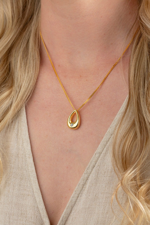 CZ Open Teardrop Memorial Pendant (Gold Vermeil)