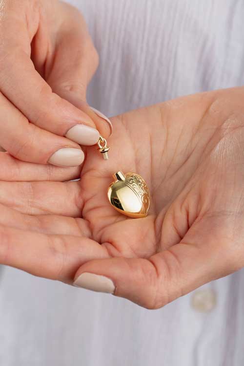 Ashlocks Cremation Jewellery Gold Heart open