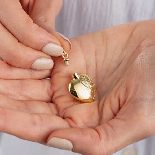 Ashlocks Cremation Jewellery Gold Heart open