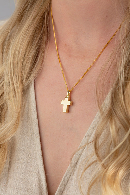 Cross Pendant For Ashes (Gold Vermeil)