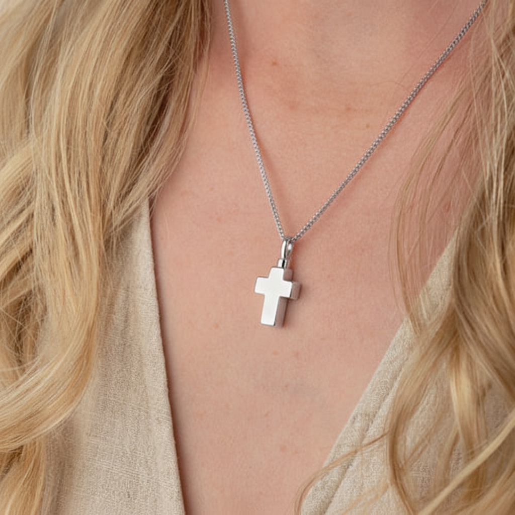 Cross Pendant for Ashes (Sterling Silver)