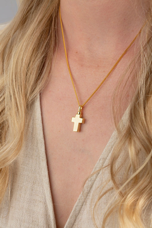 Cross Pendant For Ashes 9ct Gold