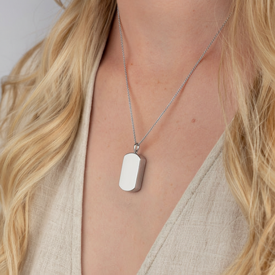 Ashlocks Silver Dog Tag Memorial Jewellery for Ashes