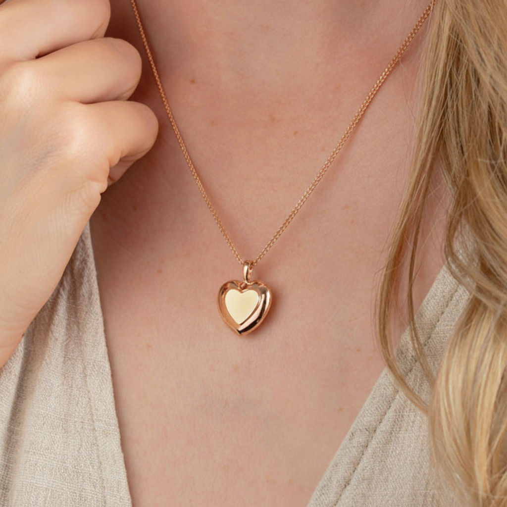 Double Heart Cremation Pendant (9ct Rose Gold)