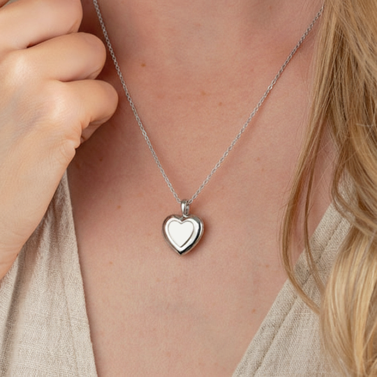 Double Heart Cremation Pendant (9ct White Gold)