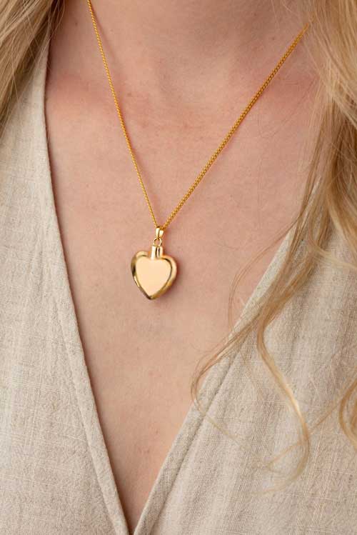 Love Heart Necklace for Ashes (Gold Vermeil)