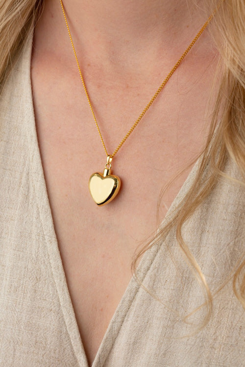 Love Heart Necklace for Ashes (Gold Vermeil)