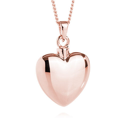 Love Heart Necklace for Ashes (Rose Gold Vermeil)