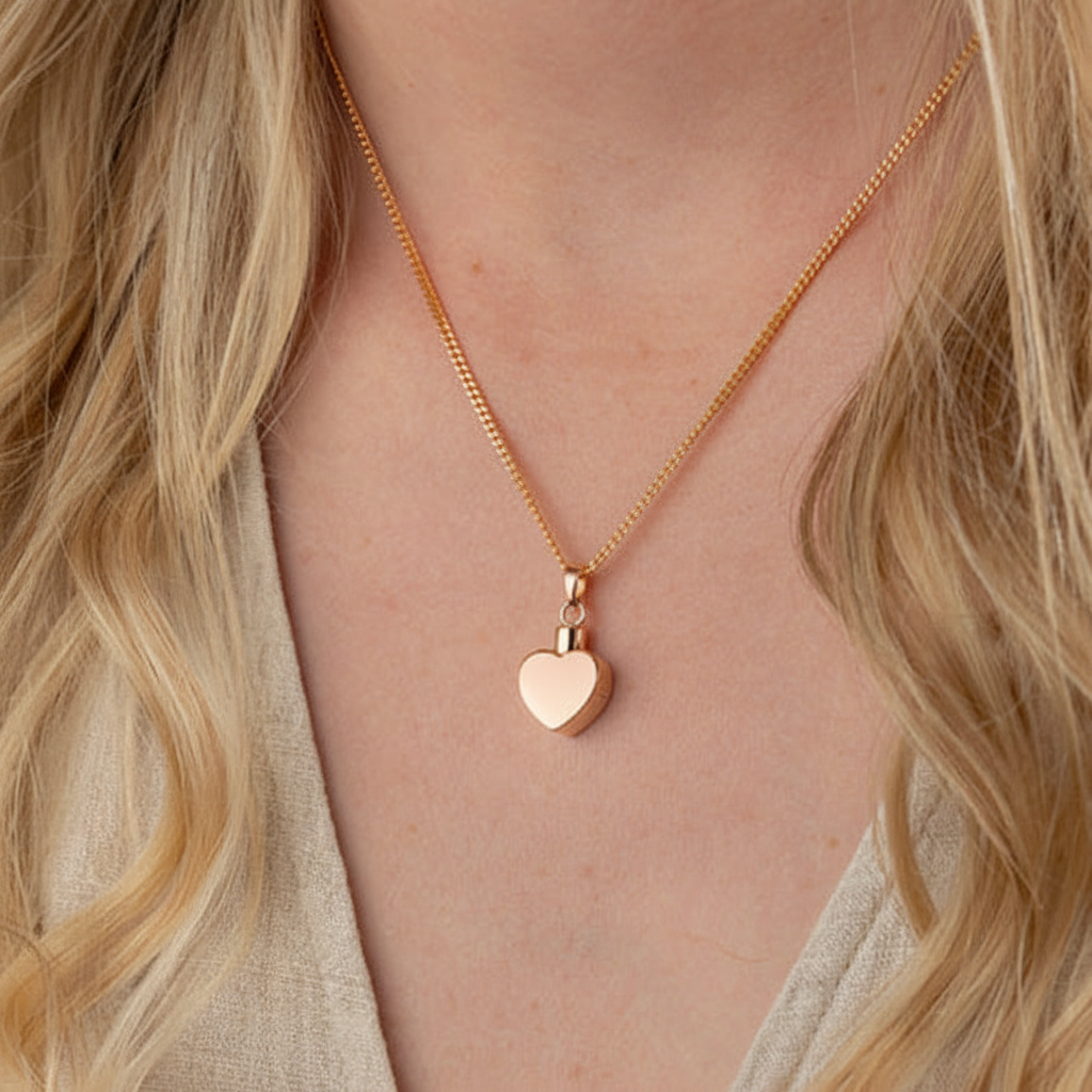 Petite Heart Ashes Pendant (Rose Gold Vermeil)
