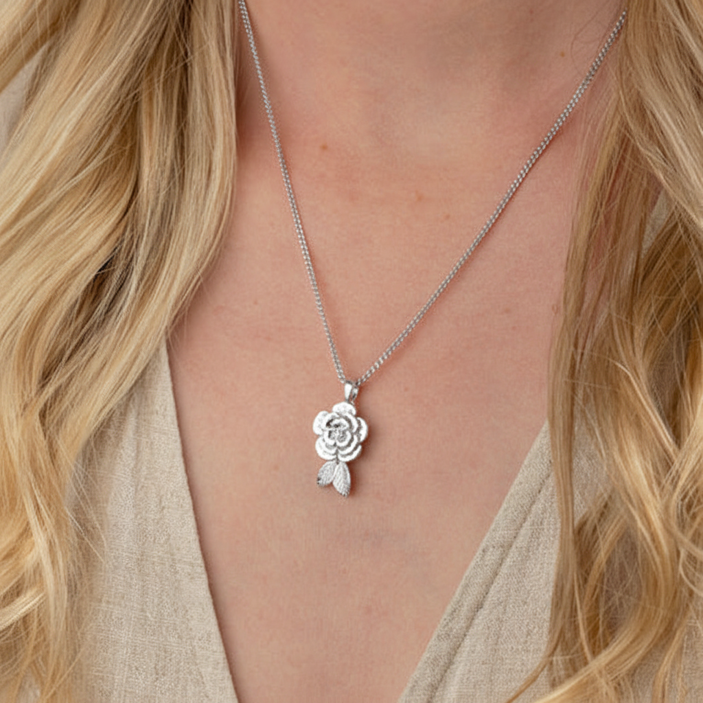 Rose Pendant For Ashes (Sterling Silver)