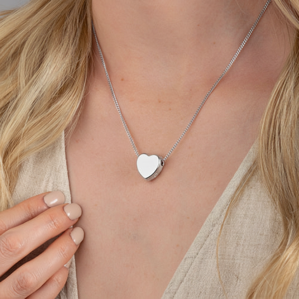 Slide Heart Cremation Jewellery (Sterling Silver)