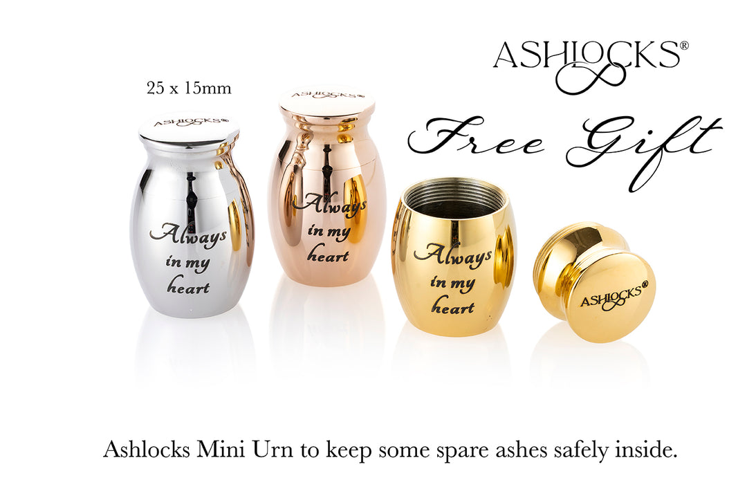 Always in My Heart (with scroll pattern) Ashes Pendant (Rose Gold Vermeil)