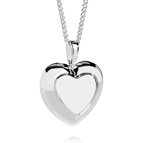 Double Heart Cremation Pendant 9ct White Gold
