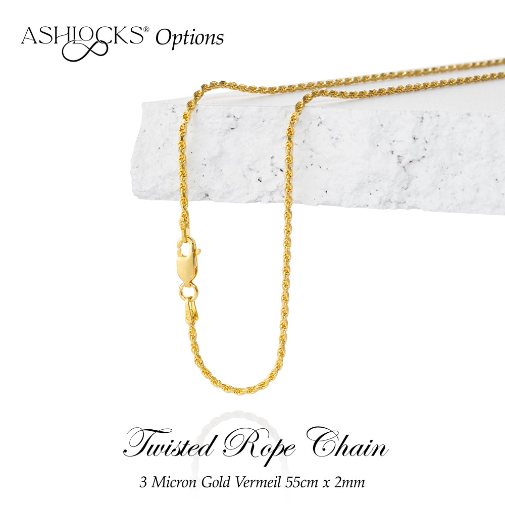 55cm Gold Vermeil Twist Rope Chain (2mm)