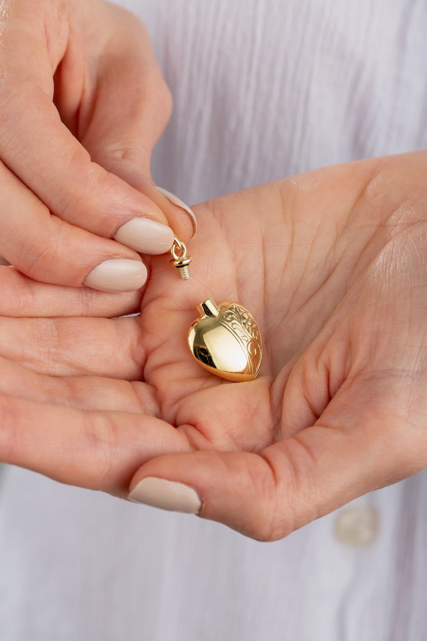 Ashlocks Heart Cremation Jewellery Pictured Open