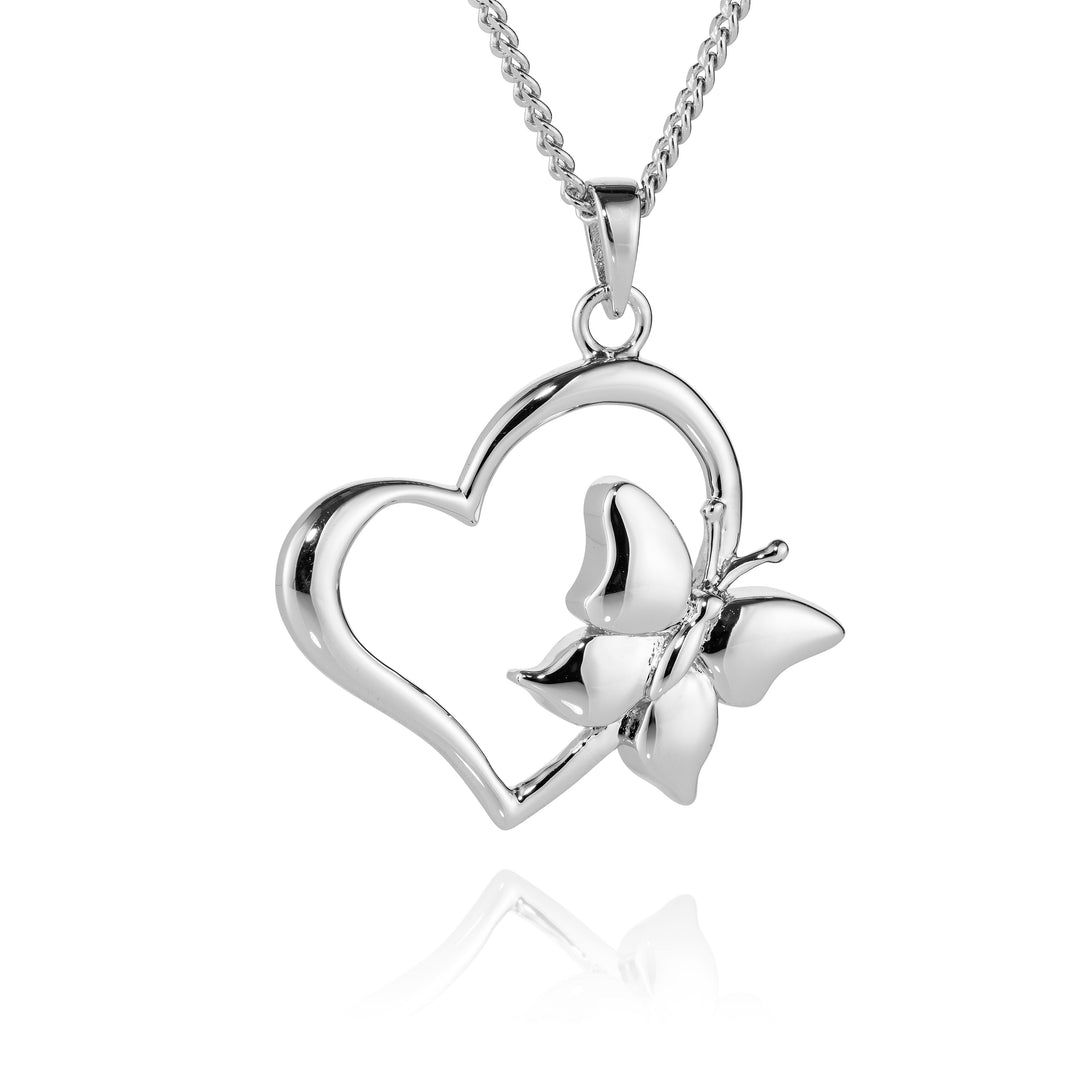 Butterfly Heart Keepsake Pendant (Sterling Silver)