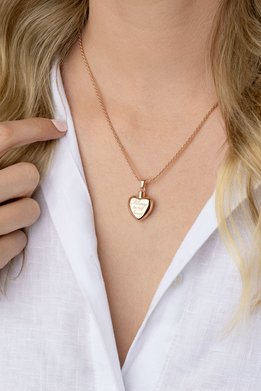 Always in My Heart Ashes Pendant (Rose Gold Vermeil)
