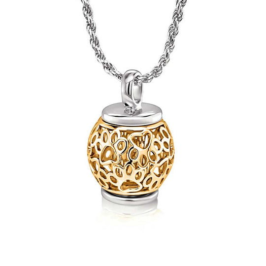 Lantern of Love Pet Memorial Pendant (Two Tone Silver & Gold Vermeil)