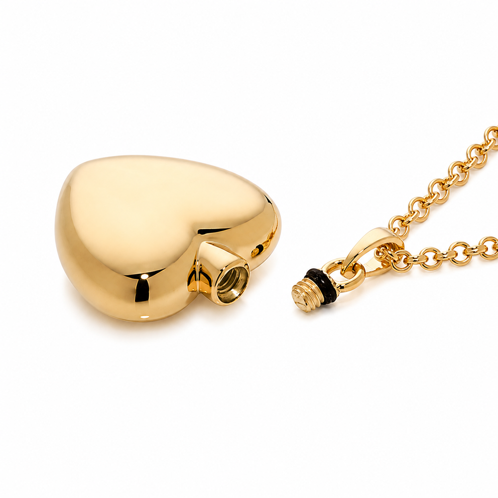 Love Heart Necklace Pendant for Ashes (9ct Gold)