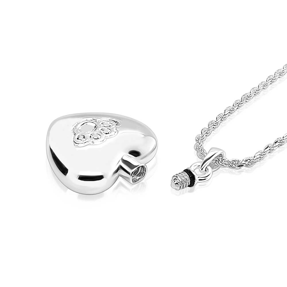 Paw Heart Memorial Pendant (Sterling Silver)