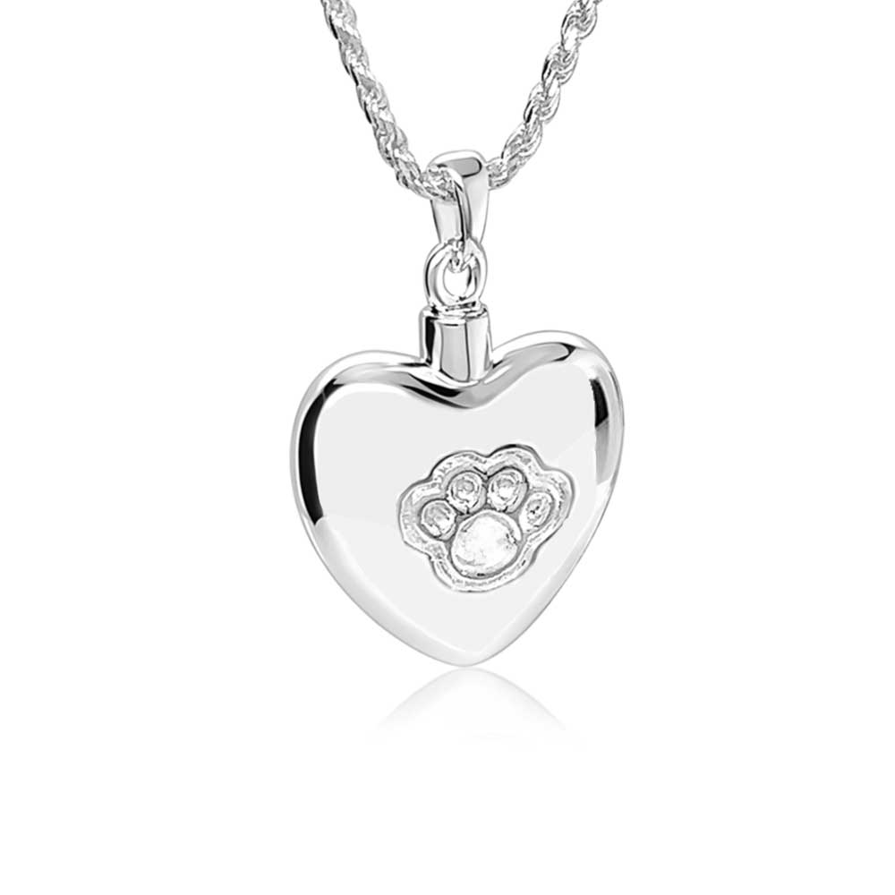 Paw Heart Memorial Pendant (Sterling Silver)