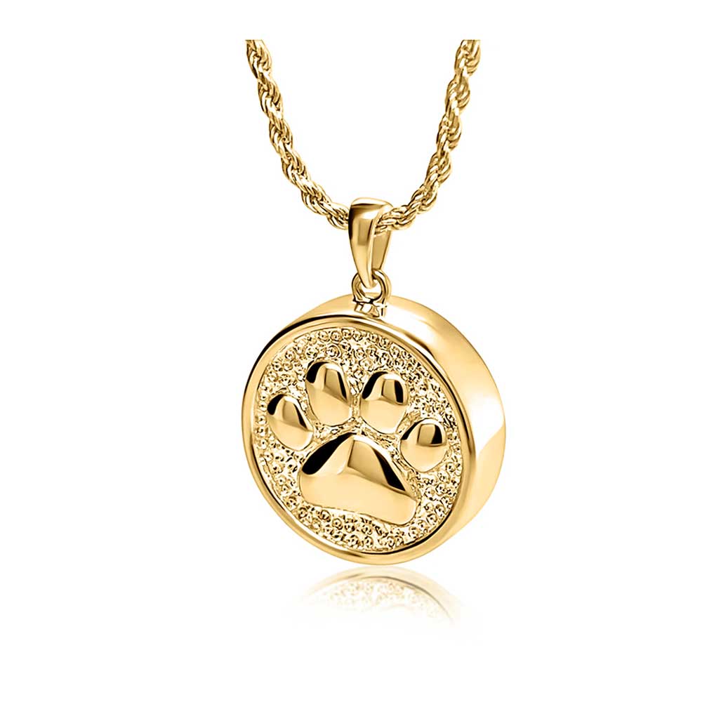 Paw Round Memorial Jewellery Gold Vermeil