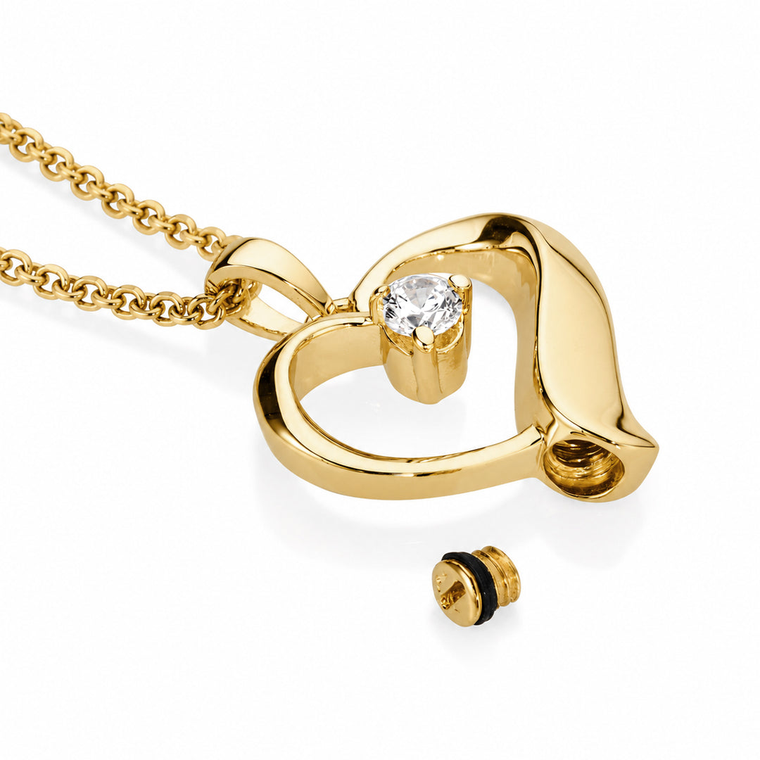 Solitaire CZ Heart Memorial Pendant (9ct Gold)