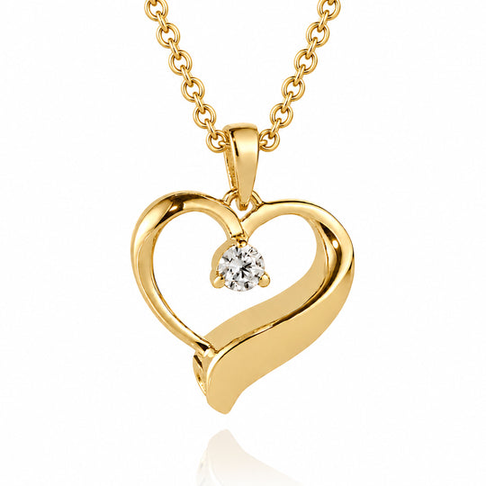 Solitaire CZ Heart Memorial Pendant (9ct Gold)