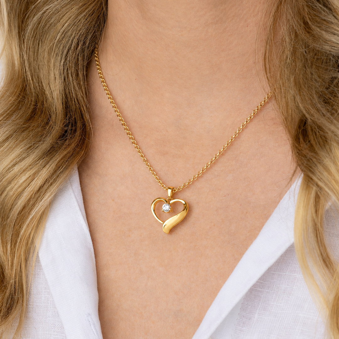 Solitaire CZ Heart Memorial Pendant (9ct Gold)