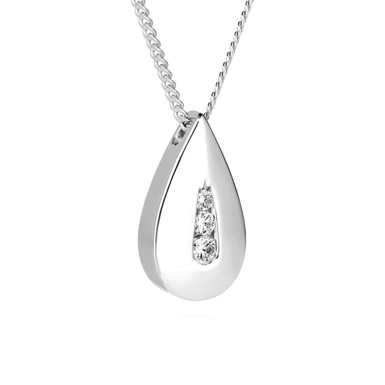 Three CZ Teardrop Cremation Ashes Jewellery (Sterling Silver)