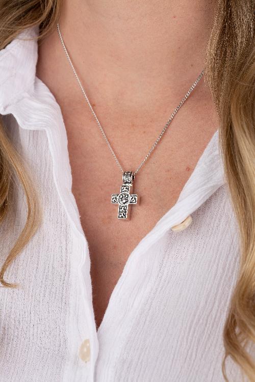 Paw Cross Cremation Pendant (Antiqued Sterling Silver)