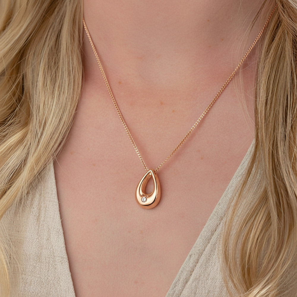 CZ Open Teardrop Memorial Pendant (Rose Gold Vermeil)