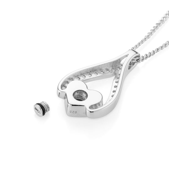 Silver pendant necklace on a white background