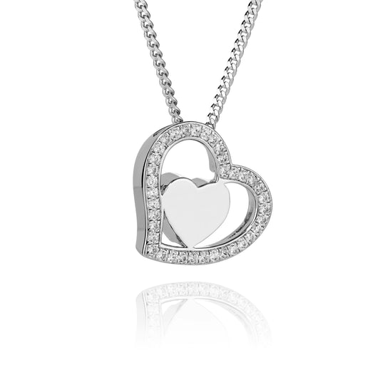 Harmony CZ Heart Memorial Pendant (Sterling Silver)