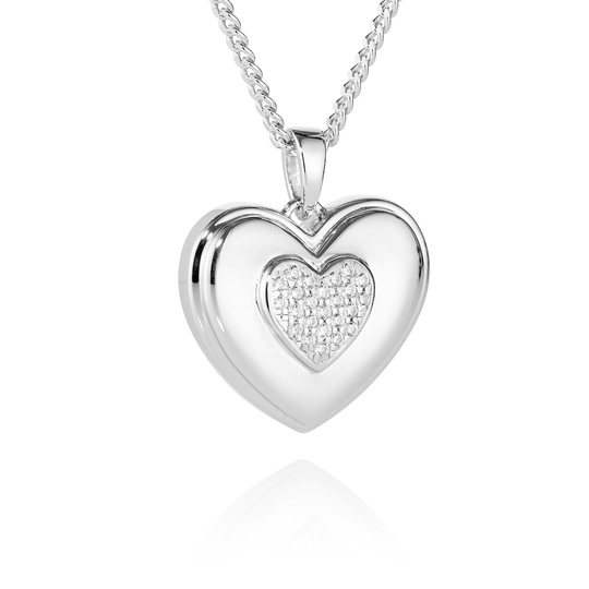 Jewelled Heart Memorial Jewellery (Sterling Silver)
