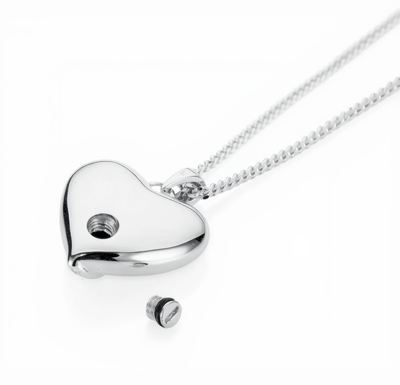 Jewelled Heart Memorial Jewellery (Sterling Silver)