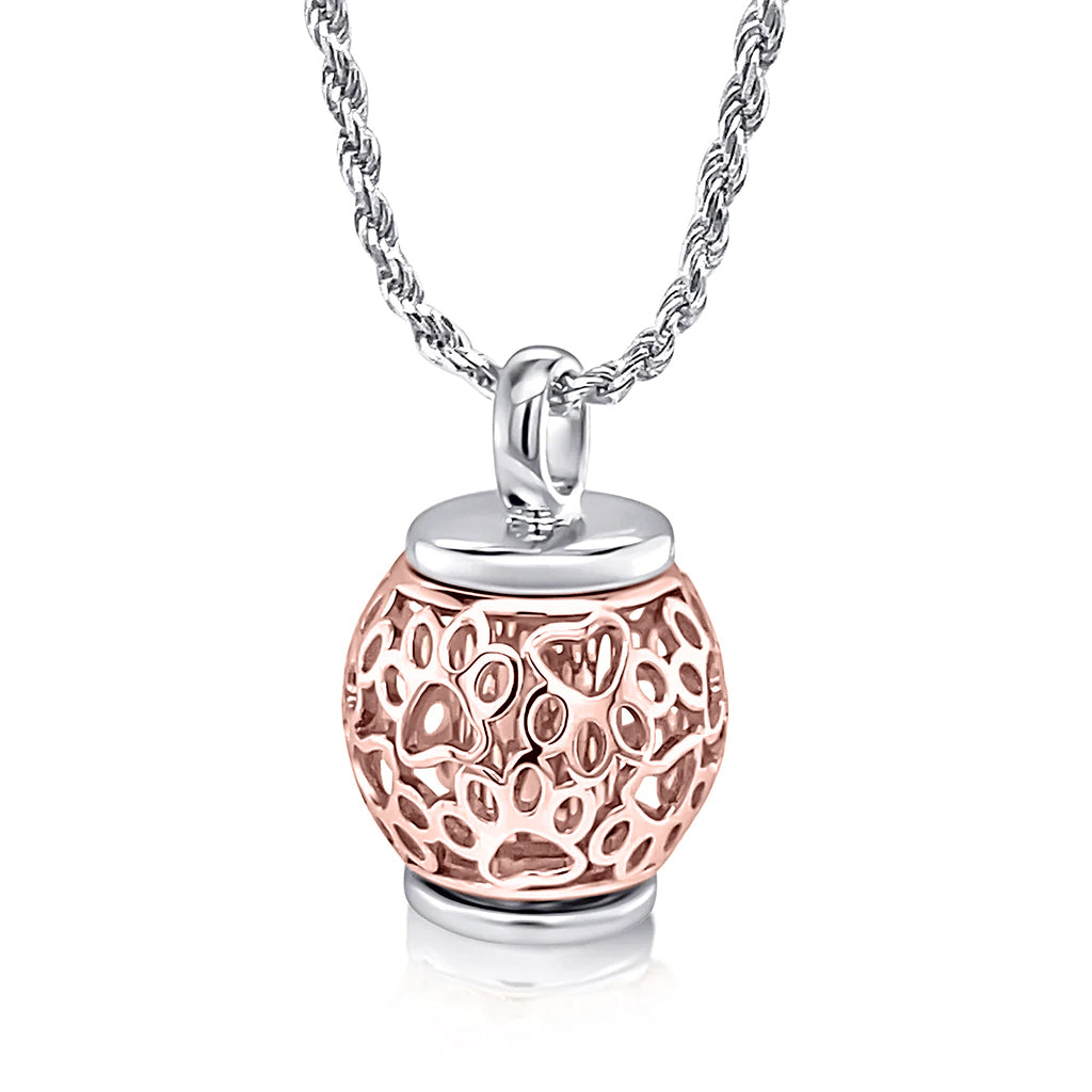 Lantern of Love Pet Memorial Pendant (Two Tone Silver & Rose Gold Vermeil)