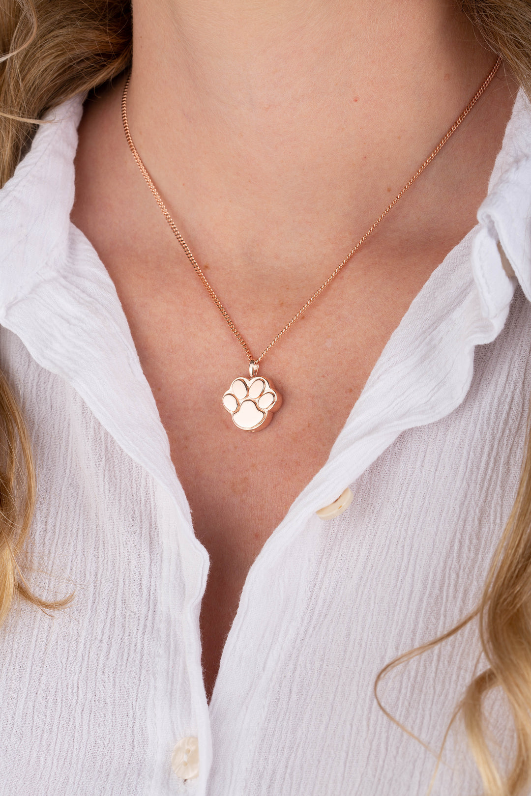 Paw Print Pet Ashes Pendant (Rose Gold Vermeil)