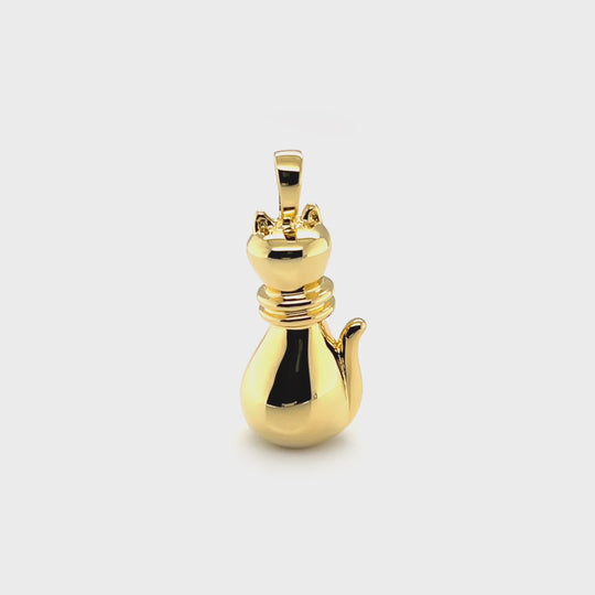 Elegant Cat Memorial Pendant (Gold Vermeil)