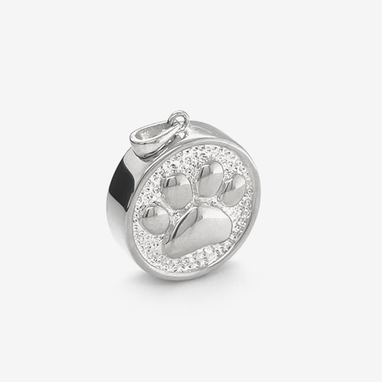 Paw Round Pet Ashes Jewellery (Sterling Silver)