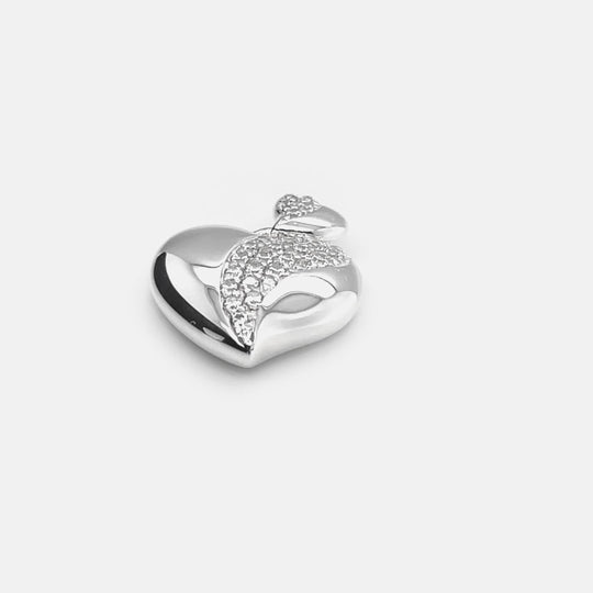 "Corrina" CZ Heart Cremation Pendant (Sterling Silver)