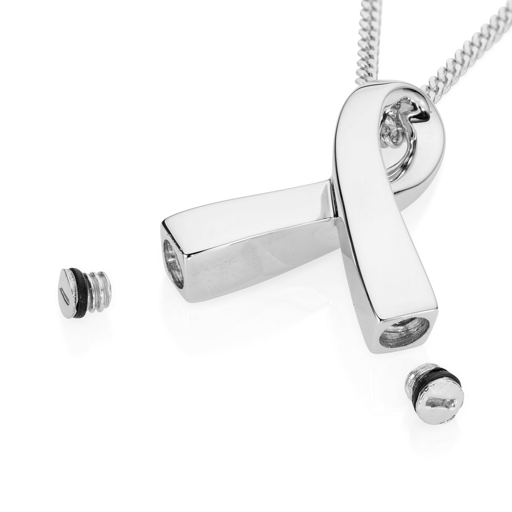 Silver necklace with a unique pendant on a white background