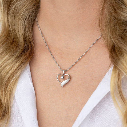 Solitaire CZ Heart Memorial Pendant (Sterling Silver)