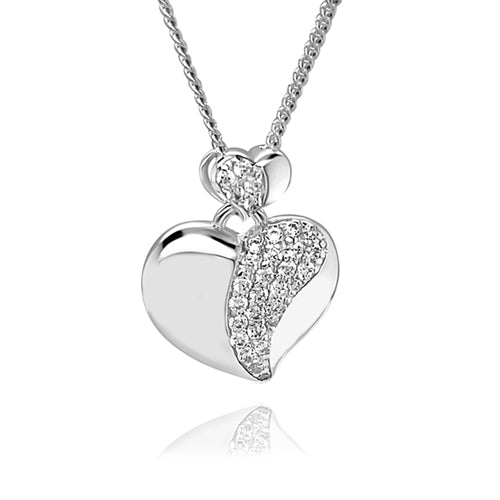 CZ Heart Cremation Pendant (Sterling Silver)